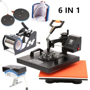 Double Display Advanced 6 in 1 Combo Heat Transfer Machine Sublimation Heat Press Machine for Mug/Hat/Tshirt/Slate Rock/Mdf