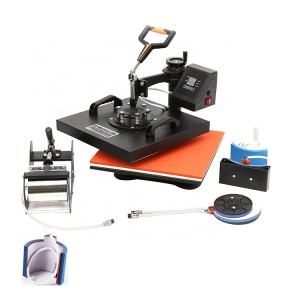 Swing 6 in 1 Combo Sublimation Heat Press Printing Machine for T-shirts Plates/Cap/Mug