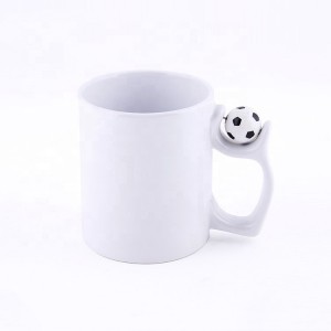 11oz Special Handle Sublimation Blank Mugs White Ceramic Cup Mug with Ball Handle