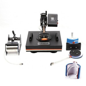 Swing 6 in 1 Combo Sublimation Heat Press Printing Machine for T-shirts Plates/Cap/Mug