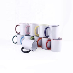 Hot Selling 11oz 312ml Colorful Rim Handle Mug Hot Water Mug Sublimation Ready Mug